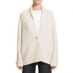 Theory Clairene Montana Wool Cashmere Sweater Jacket P Oatmeal Open Front Blazer